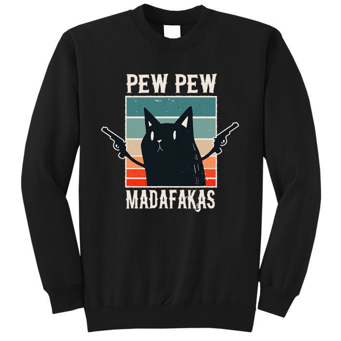 Cat Pew Pew Madafakas Retro Vintage Gift Tall Sweatshirt