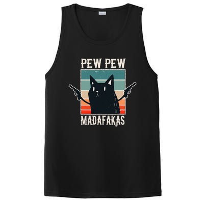 Cat Pew Pew Madafakas Retro Vintage Gift PosiCharge Competitor Tank