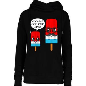 Coolest Pop Pop Ever Grandfather Popsicle Ice Cream Womens Funnel Neck Pullover Hood