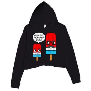 Coolest Pop Pop Ever Grandfather Popsicle Ice Cream Crop Fleece Hoodie