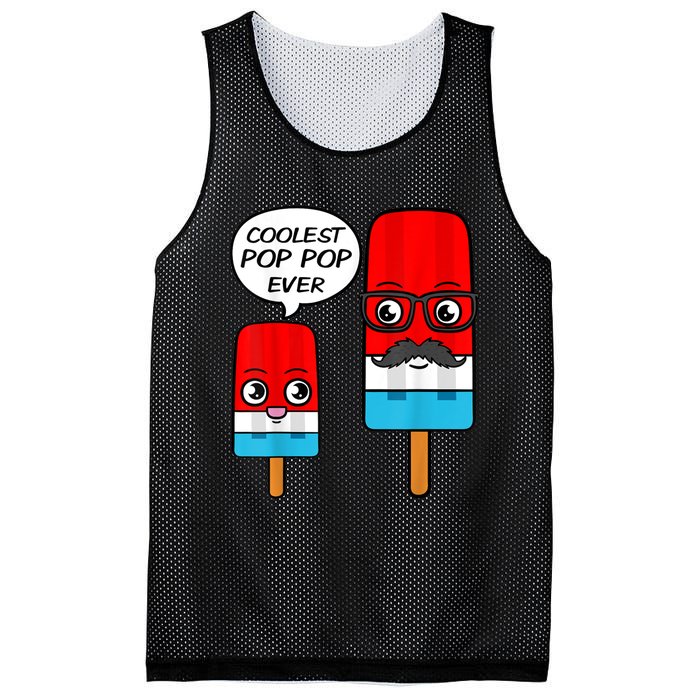 Coolest Pop Pop Ever Grandfather Popsicle Ice Cream Mesh Reversible Basketball Jersey Tank