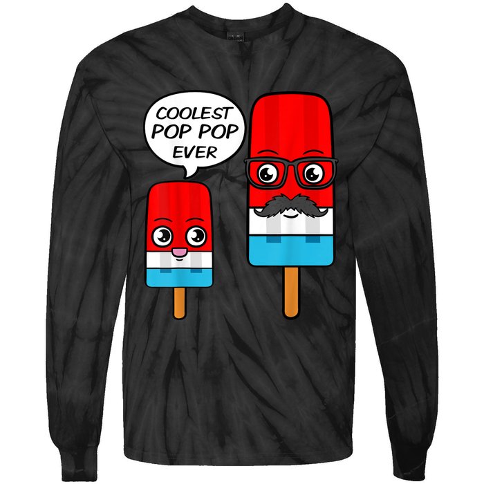 Coolest Pop Pop Ever Grandfather Popsicle Ice Cream Tie-Dye Long Sleeve Shirt