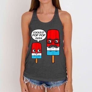 Coolest Pop Pop Ever Grandfather Popsicle Ice Cream Women's Knotted Racerback Tank