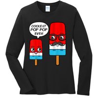 Coolest Pop Pop Ever Grandfather Popsicle Ice Cream Ladies Long Sleeve Shirt