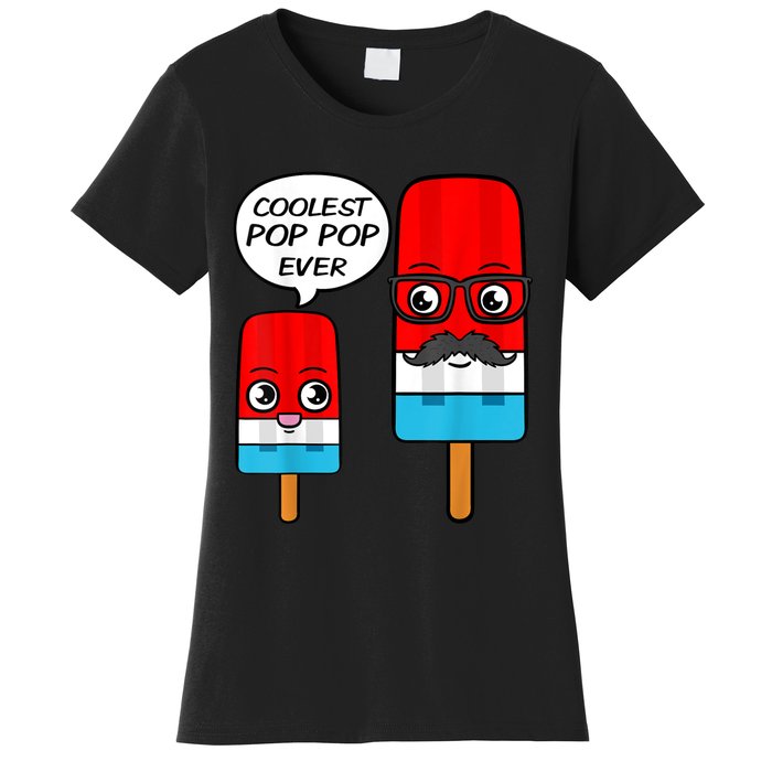 Coolest Pop Pop Ever Grandfather Popsicle Ice Cream Women's T-Shirt