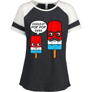 Coolest Pop Pop Ever Grandfather Popsicle Ice Cream Enza Ladies Jersey Colorblock Tee