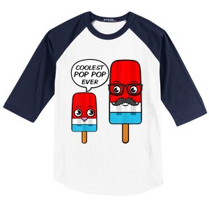 Coolest Pop Pop Ever Grandfather Popsicle Ice Cream Baseball Sleeve Shirt