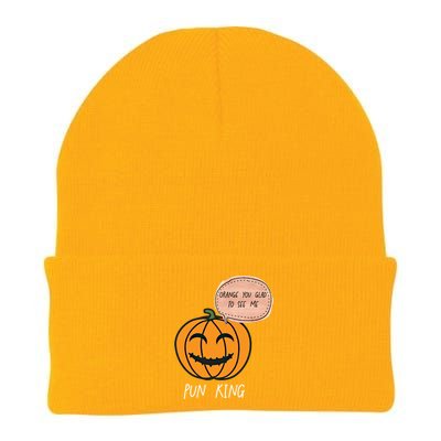 Carved Pumpkin Pun King Funny Halloween Pun Joke Dad Joke Gift Knit Cap Winter Beanie