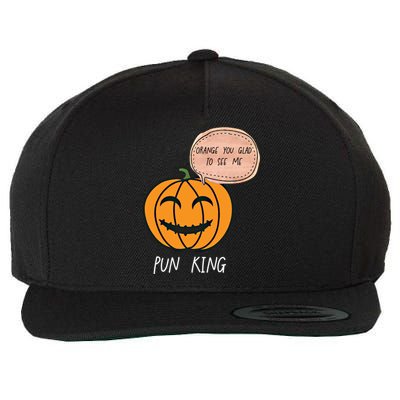 Carved Pumpkin Pun King Funny Halloween Pun Joke Dad Joke Gift Wool Snapback Cap