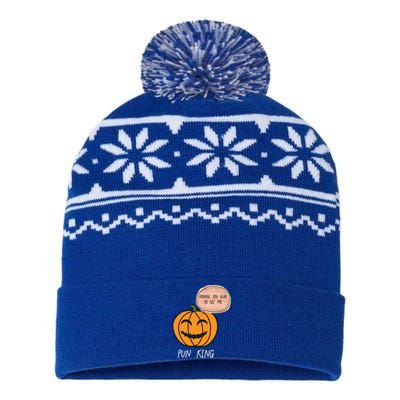 Carved Pumpkin Pun King Funny Halloween Pun Joke Dad Joke Gift USA-Made Snowflake Beanie