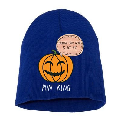 Carved Pumpkin Pun King Funny Halloween Pun Joke Dad Joke Gift Short Acrylic Beanie