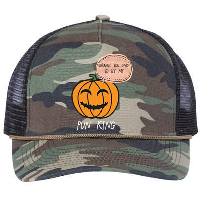 Carved Pumpkin Pun King Funny Halloween Pun Joke Dad Joke Gift Retro Rope Trucker Hat Cap