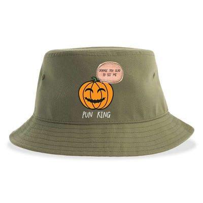 Carved Pumpkin Pun King Funny Halloween Pun Joke Dad Joke Gift Sustainable Bucket Hat