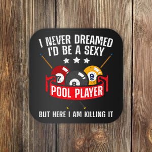 Cool Pool Player Design For Men Women Pool Billiards Player Coaster