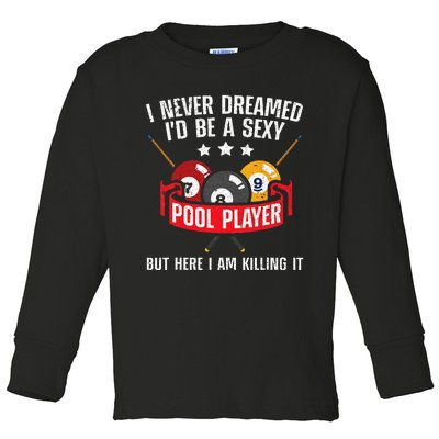 Cool Pool Player Design For Men Women Pool Billiards Player Toddler Long Sleeve Shirt