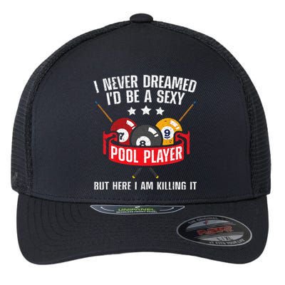 Cool Pool Player Design For Men Women Pool Billiards Player Flexfit Unipanel Trucker Cap