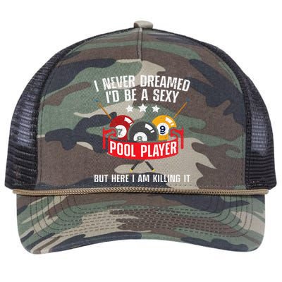 Cool Pool Player Design For Men Women Pool Billiards Player Retro Rope Trucker Hat Cap