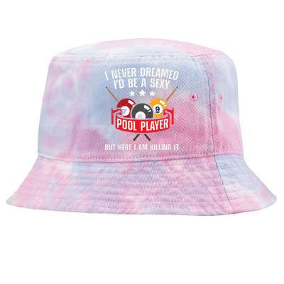 Cool Pool Player Design For Men Women Pool Billiards Player Tie-Dyed Bucket Hat