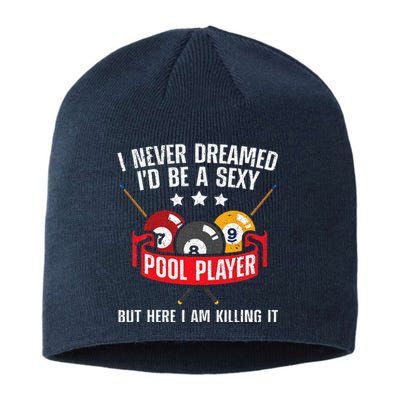 Cool Pool Player Design For Men Women Pool Billiards Player Sustainable Beanie