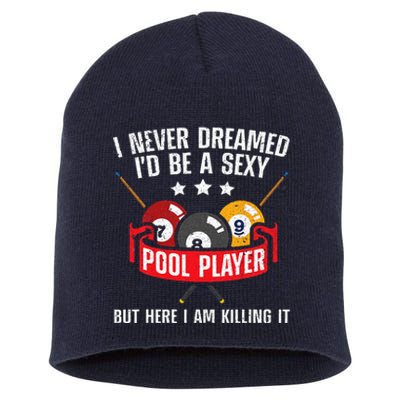 Cool Pool Player Design For Men Women Pool Billiards Player Short Acrylic Beanie