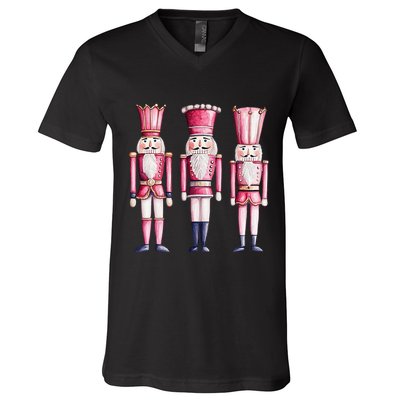 Cute Preppy Pin.K Nutcracker Squad Merry Christmas Pajamas V-Neck T-Shirt