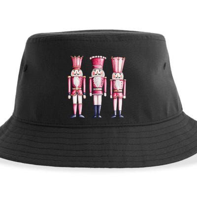 Cute Preppy Pin.K Nutcracker Squad Merry Christmas Pajamas Sustainable Bucket Hat