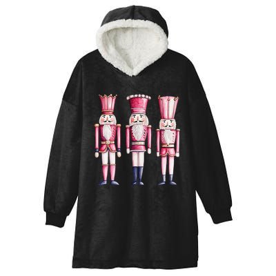 Cute Preppy Pin.K Nutcracker Squad Merry Christmas Pajamas Hooded Wearable Blanket