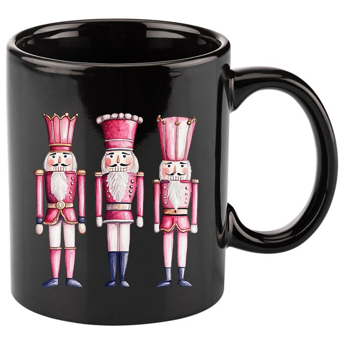 Cute Preppy Pin.K Nutcracker Squad Merry Christmas Pajamas 11oz C Handle Ceramic Mug