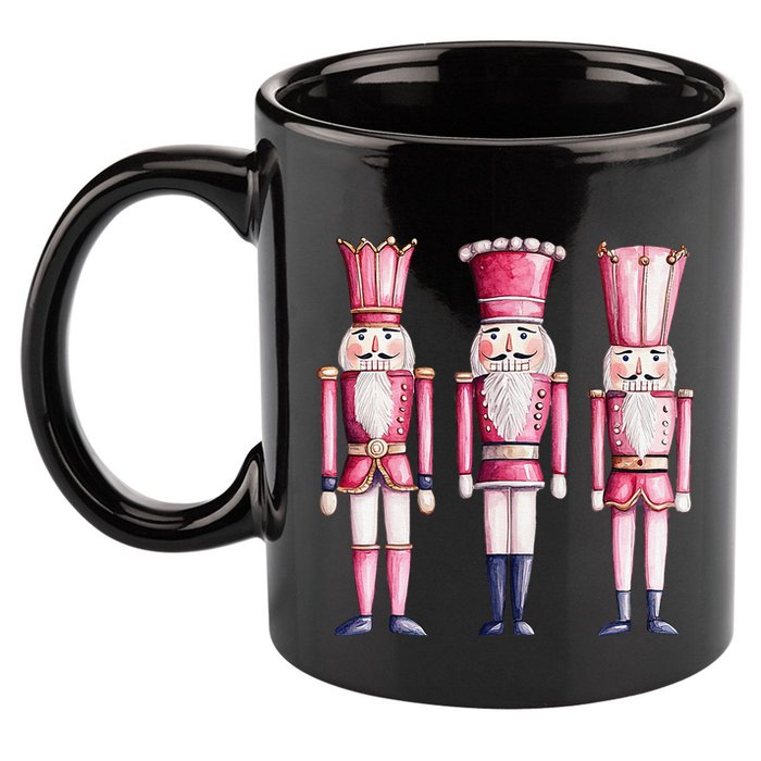 Cute Preppy Pin.K Nutcracker Squad Merry Christmas Pajamas 11oz C Handle Ceramic Mug