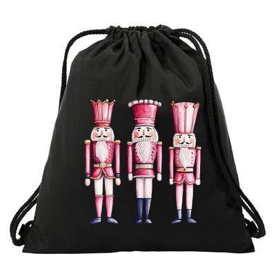 Cute Preppy Pin.K Nutcracker Squad Merry Christmas Pajamas Drawstring Bag