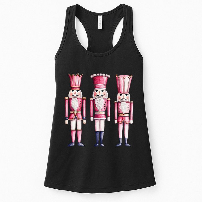 Cute Preppy Pin.K Nutcracker Squad Merry Christmas Pajamas Womens Tank Top