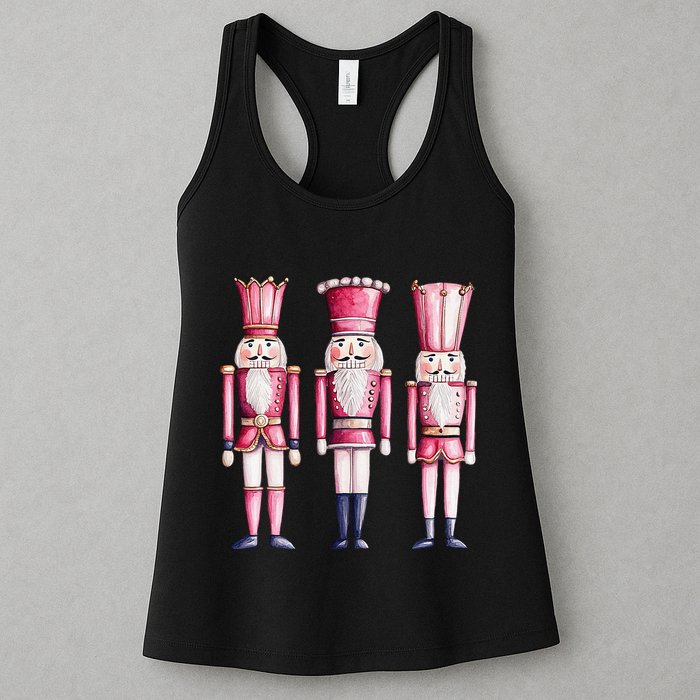 Cute Preppy Pin.K Nutcracker Squad Merry Christmas Pajamas Womens Tank Top