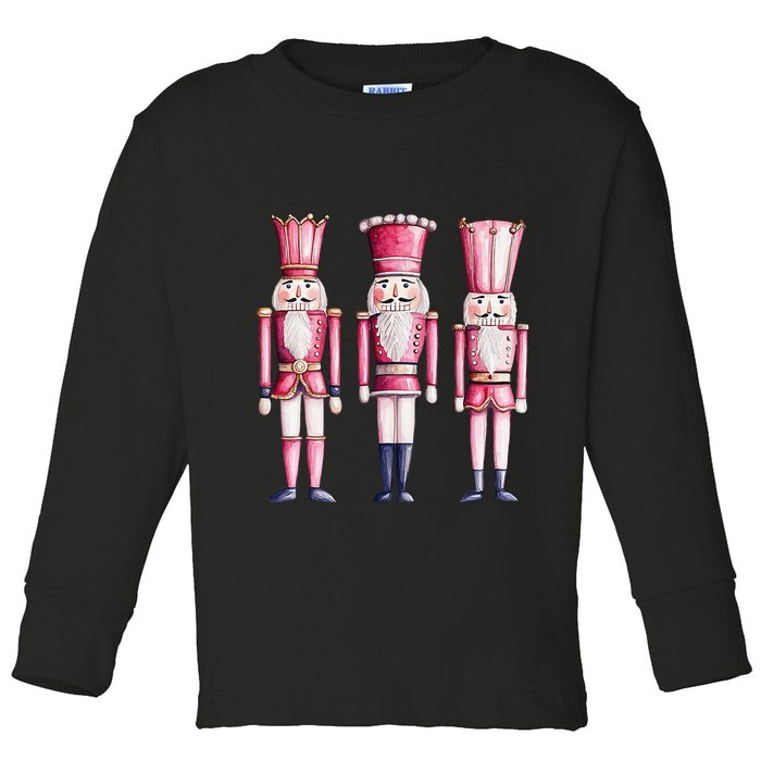 Cute Preppy Pin.K Nutcracker Squad Merry Christmas Pajamas Toddler Long Sleeve Shirt