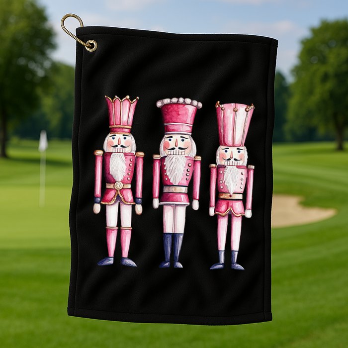 Cute Preppy Pin.K Nutcracker Squad Merry Christmas Pajamas Golf Towel