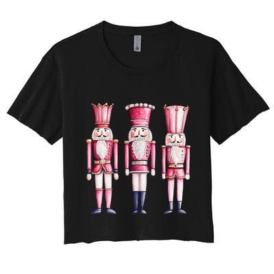 Cute Preppy Pin.K Nutcracker Squad Merry Christmas Pajamas Crop Top