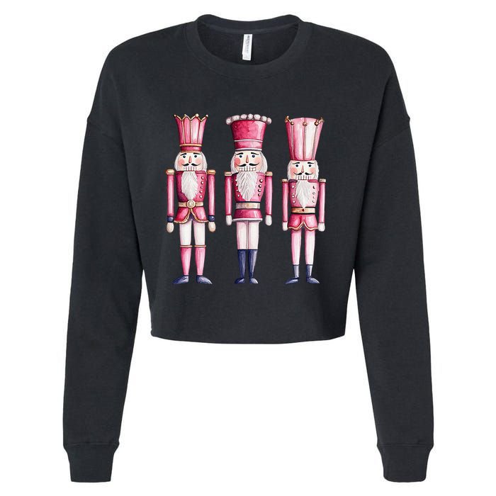 Cute Preppy Pin.K Nutcracker Squad Merry Christmas Pajamas Cropped Pullover Crew