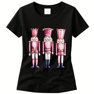 Cute Preppy Pin.K Nutcracker Squad Merry Christmas Pajamas Womens T-Shirt