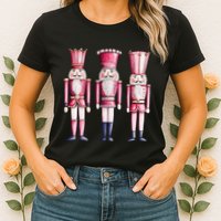 Cute Preppy Pin.K Nutcracker Squad Merry Christmas Pajamas Womens T-Shirt