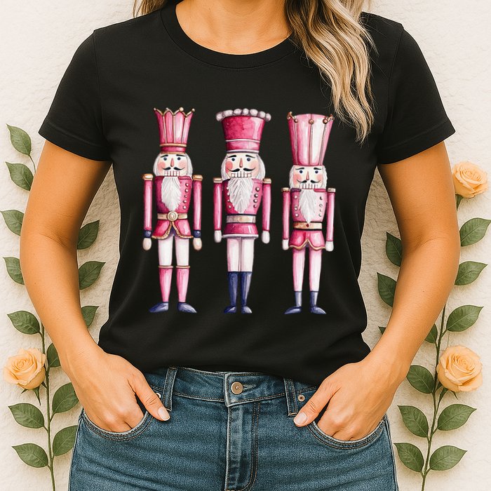 Cute Preppy Pin.K Nutcracker Squad Merry Christmas Pajamas Womens T-Shirt