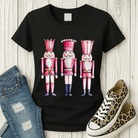 Cute Preppy Pin.K Nutcracker Squad Merry Christmas Pajamas Womens T-Shirt