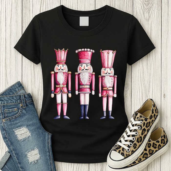 Cute Preppy Pin.K Nutcracker Squad Merry Christmas Pajamas Womens T-Shirt