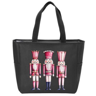 Cute Preppy Pin.K Nutcracker Squad Merry Christmas Pajamas Zip Tote Bag