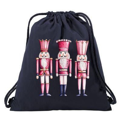 Cute Preppy Pin.K Nutcracker Squad Merry Christmas Pajamas Drawstring Bag