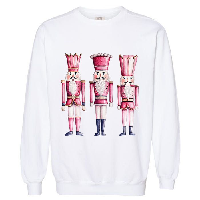 Cute Preppy Pin.K Nutcracker Squad Merry Christmas Pajamas Garment-Dyed Sweatshirt
