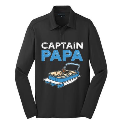 Captain Papa. Pontoon Boat Captain Silk Touch Performance Long Sleeve Polo