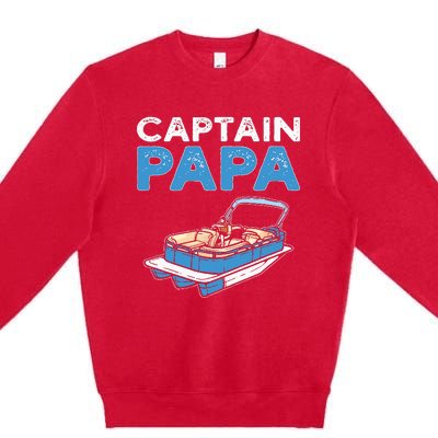 Captain Papa. Pontoon Boat Captain Premium Crewneck Sweatshirt