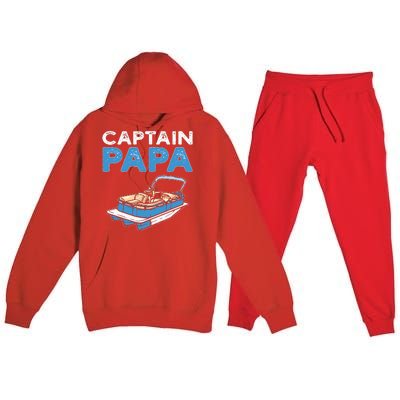 Captain Papa. Pontoon Boat Captain Premium Hooded Sweatsuit Set