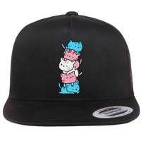Cat Pile Pride Day Of Visibility Flat Bill Trucker Hat