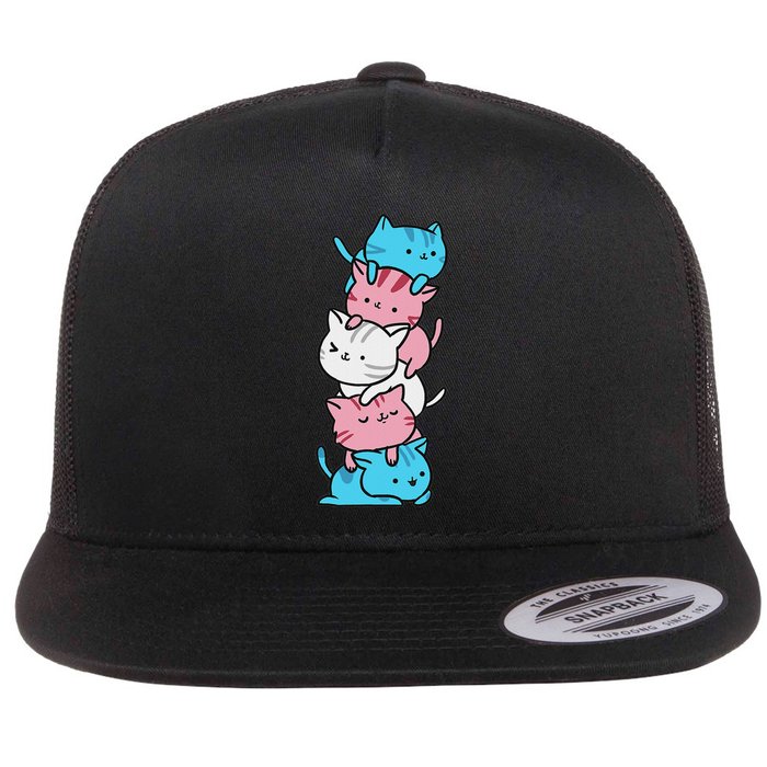 Cat Pile Pride Day Of Visibility Flat Bill Trucker Hat