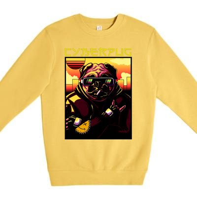 Cyberpug Parody Pug Dog Cyber Punk Premium Crewneck Sweatshirt